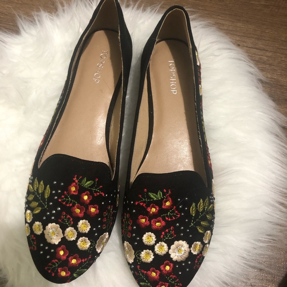 Toshop SUGAR Embroidered Slip On Flat Shoes